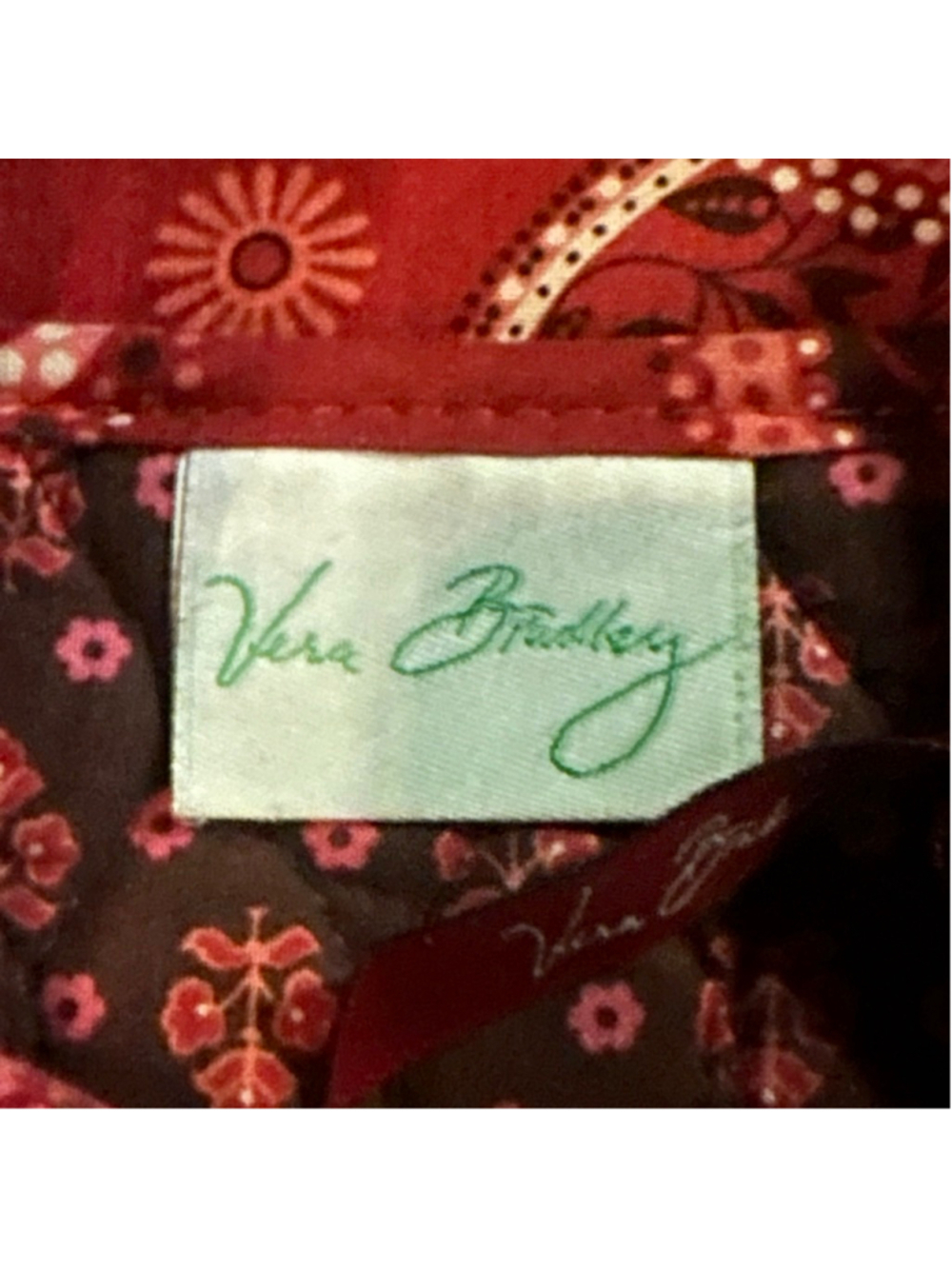 Women's Vera Bradley Red Paisley Quilted Tote Bag Summer - Picture 8 of 9